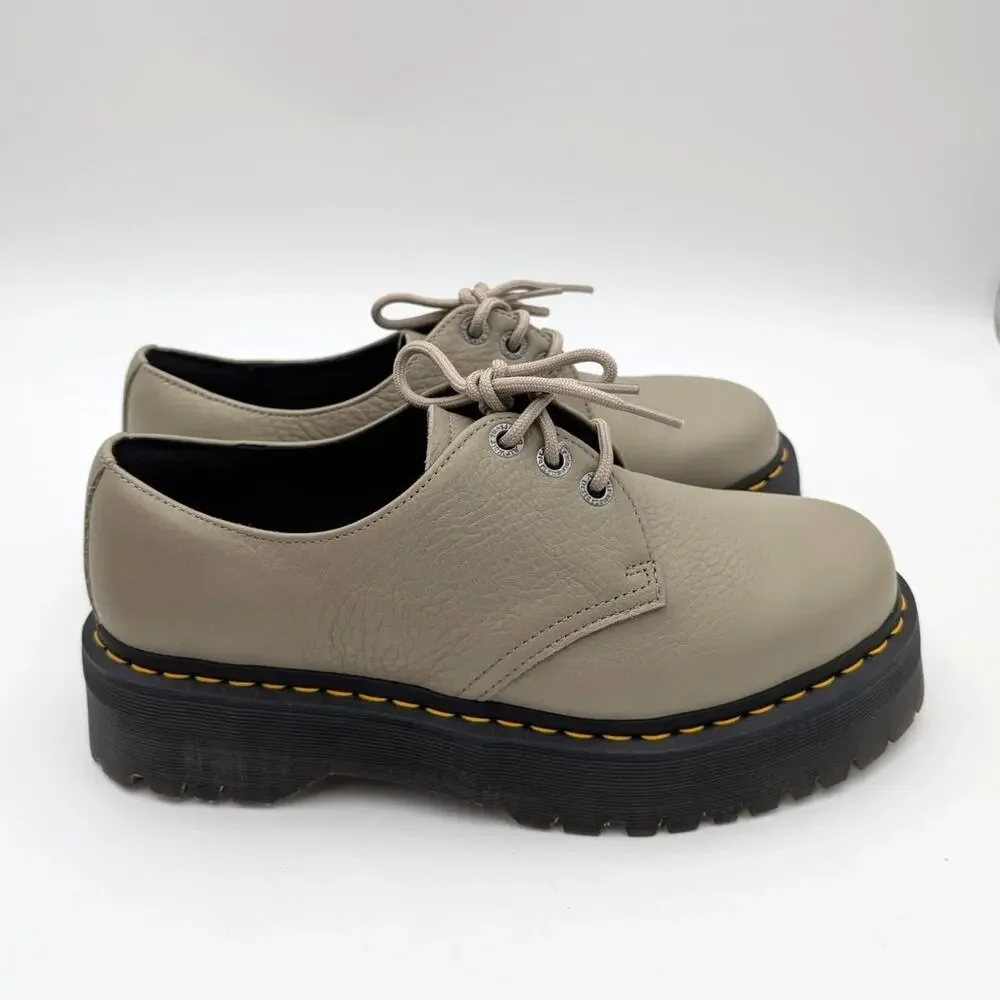 Dr. Martens 1461 Quad Platform Derby Shoes Unisex Vintage Taupe Size USW12/M11